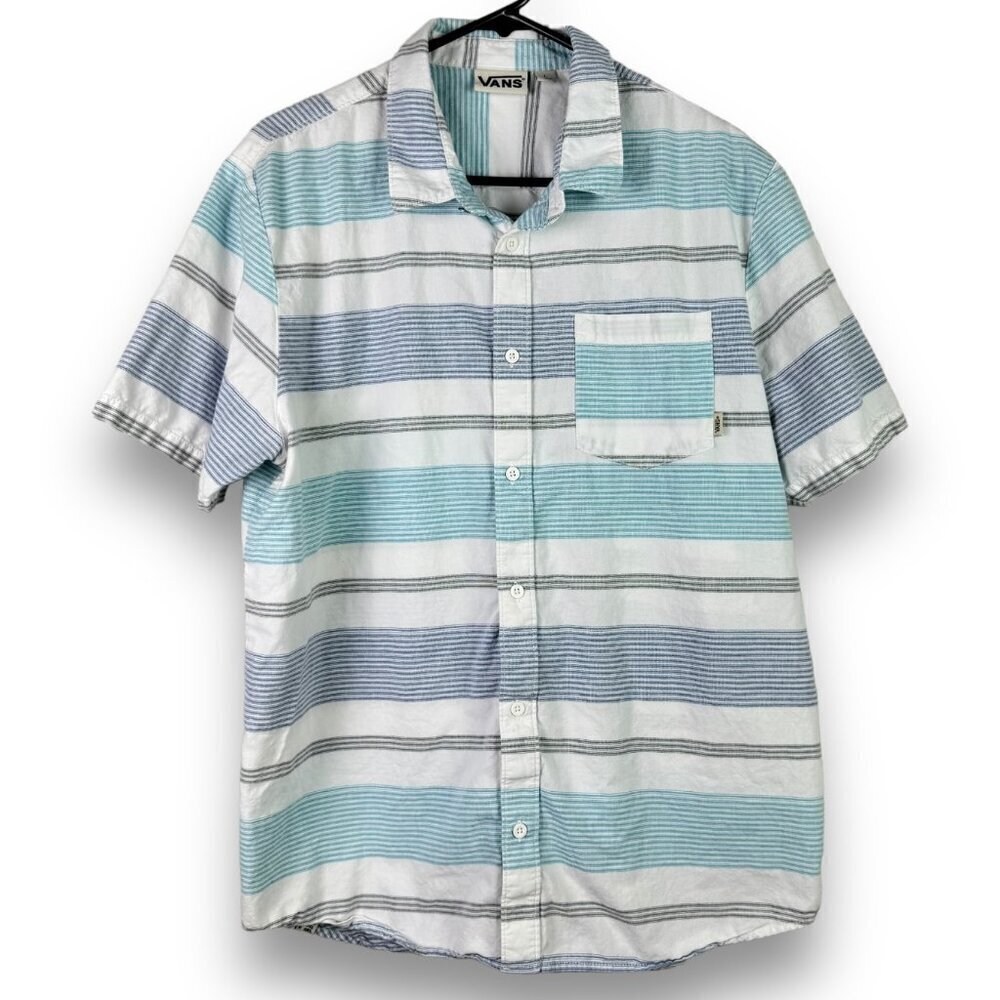 VANS Mens Sz L Short Sleeve Button Up Shirt - Summer Ocean Skate Lightweight